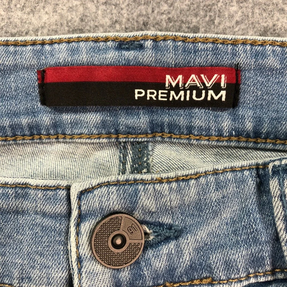 Mavi Premium Hunter Mens Jeans 34x30 Straight Leg Blue Light Wash Stretch Denim